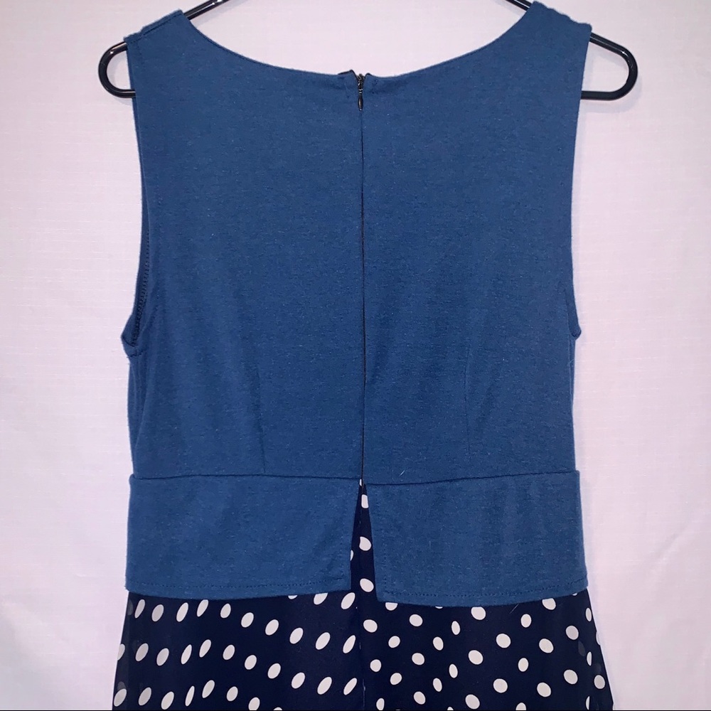 Navy Dress with Polka Dot Skirt S - Picture 4 of 8
